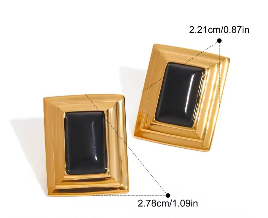 Empress Noir | Geometric 316L Stainless Steel Studs Earrings