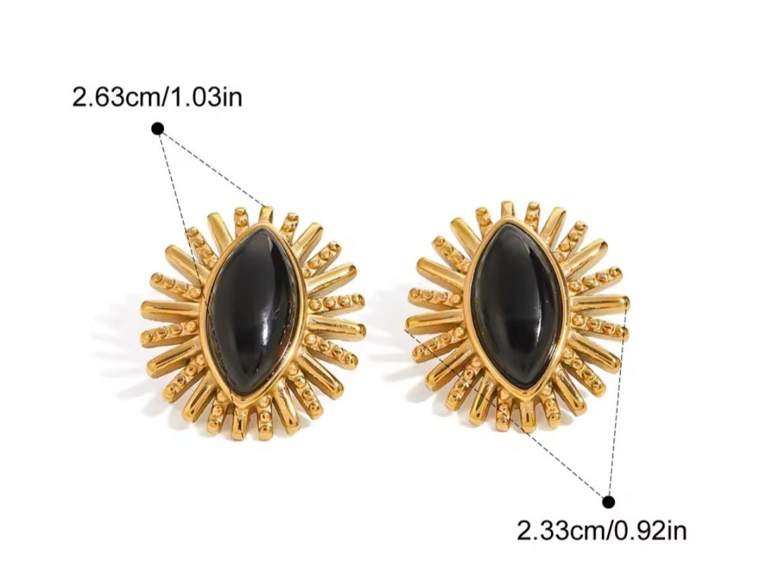The Midnight Sunburst 316 L Stainless Studs Earrings