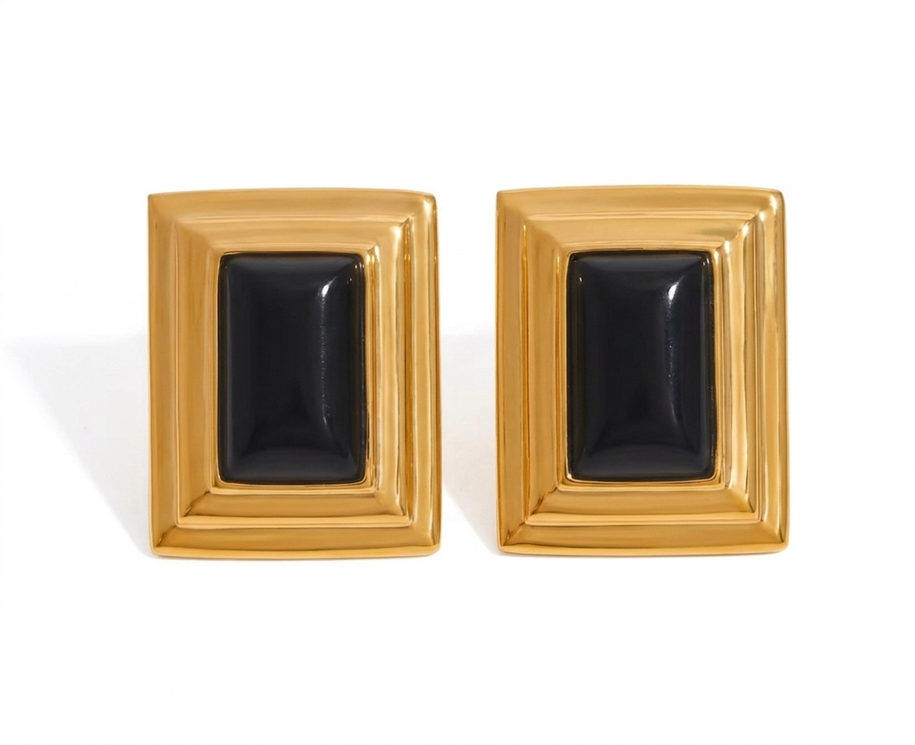 Empress Noir | Geometric 316L Stainless Steel Studs Earrings