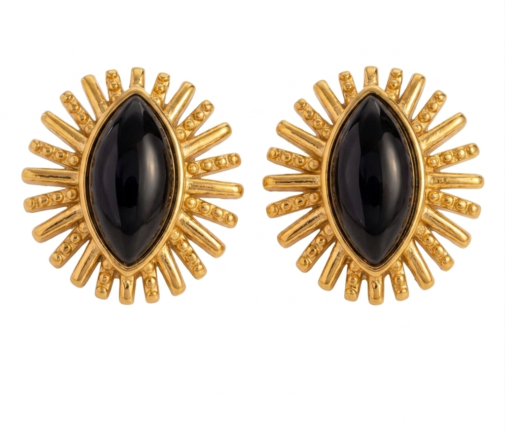 The Midnight Sunburst 316 L Stainless Studs Earrings