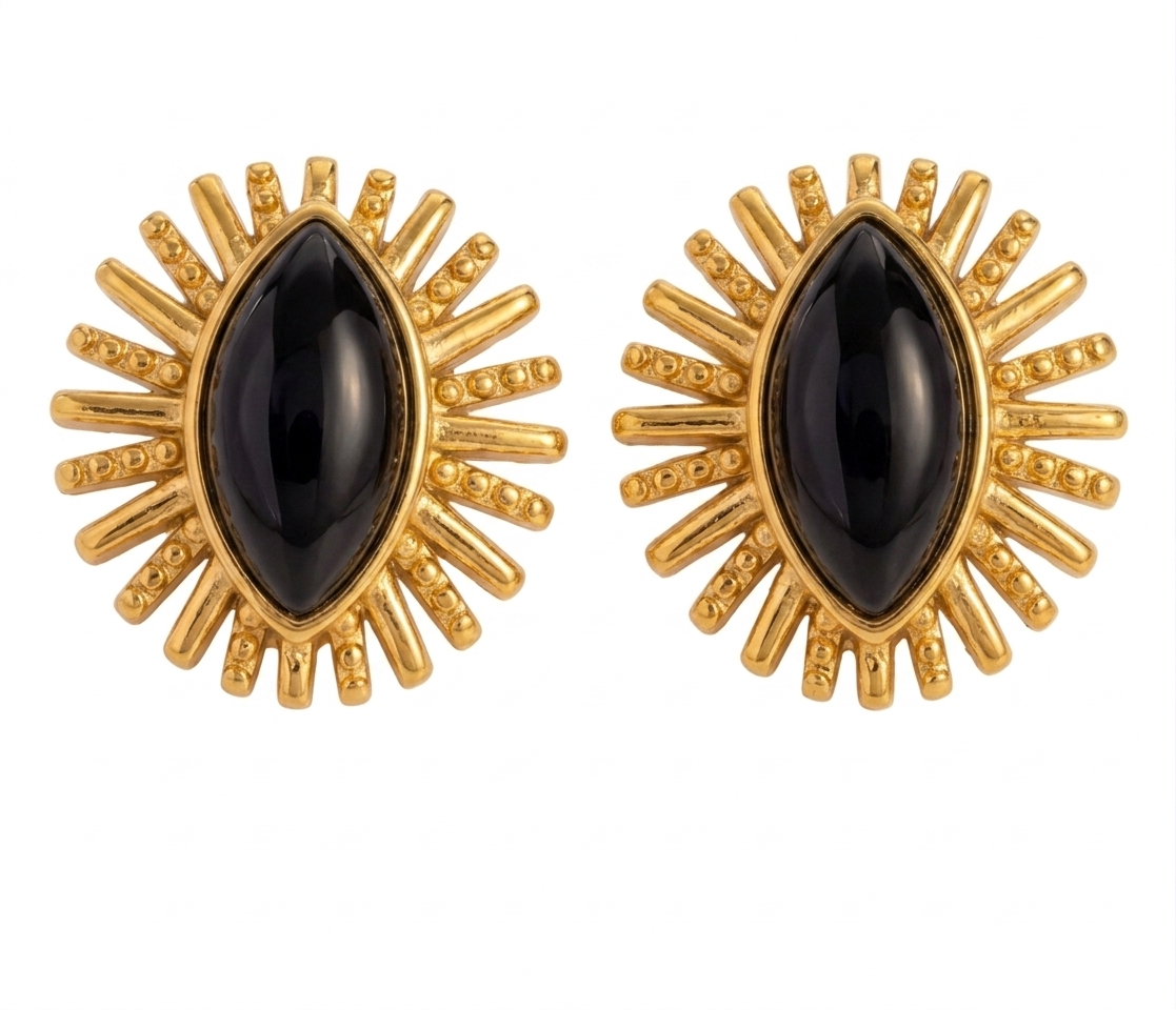 The Midnight Sunburst 316 L Stainless Studs Earrings