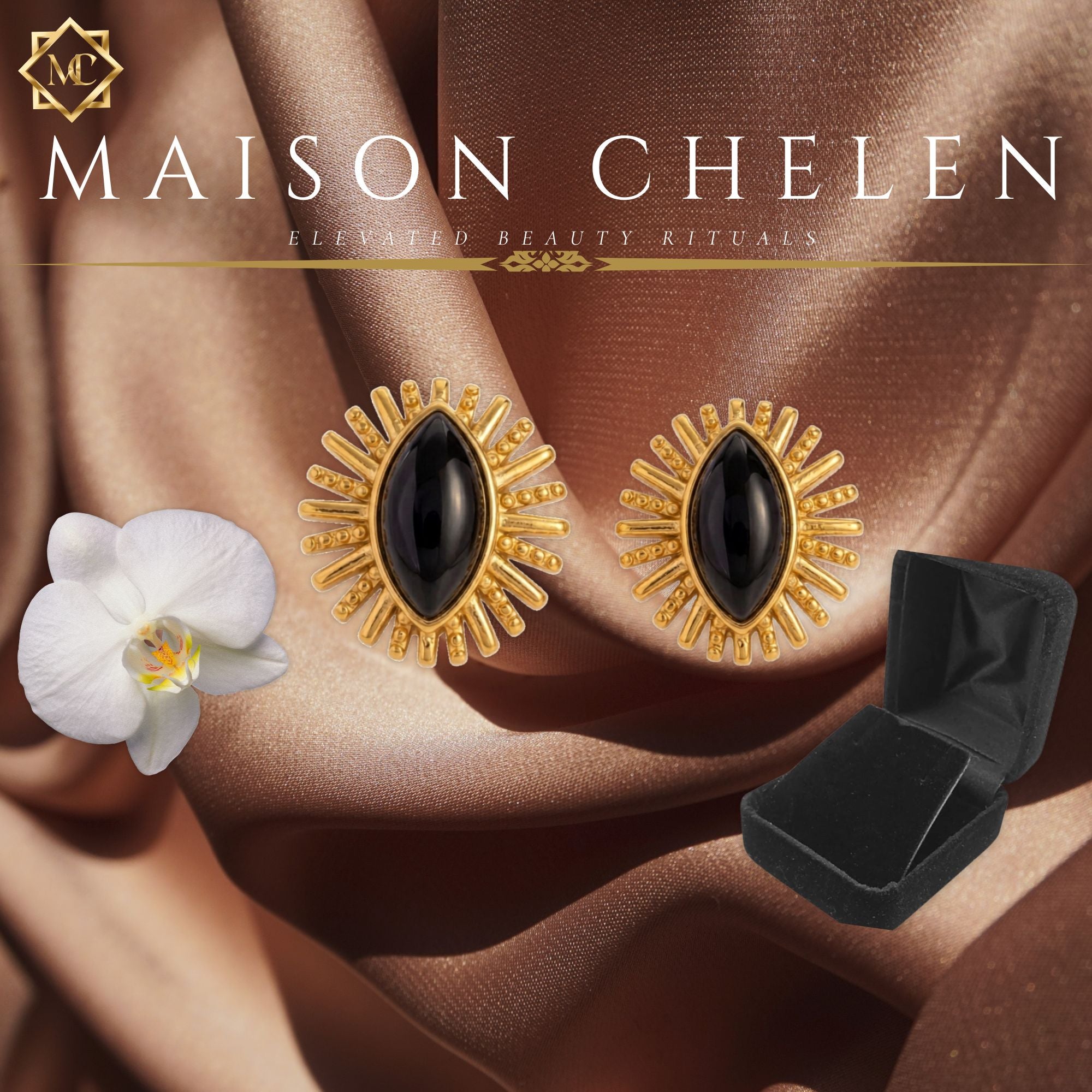 The Midnight Sunburst 316 L Stainless Studs Earrings
