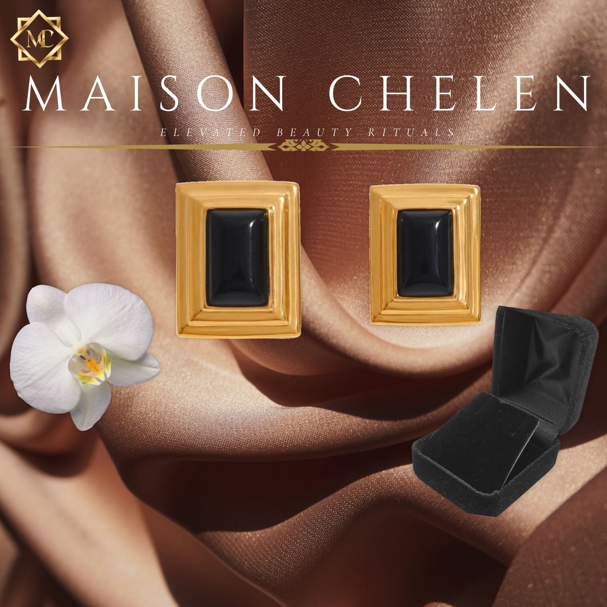 Empress Noir | Geometric 316L Stainless Steel Studs Earrings
