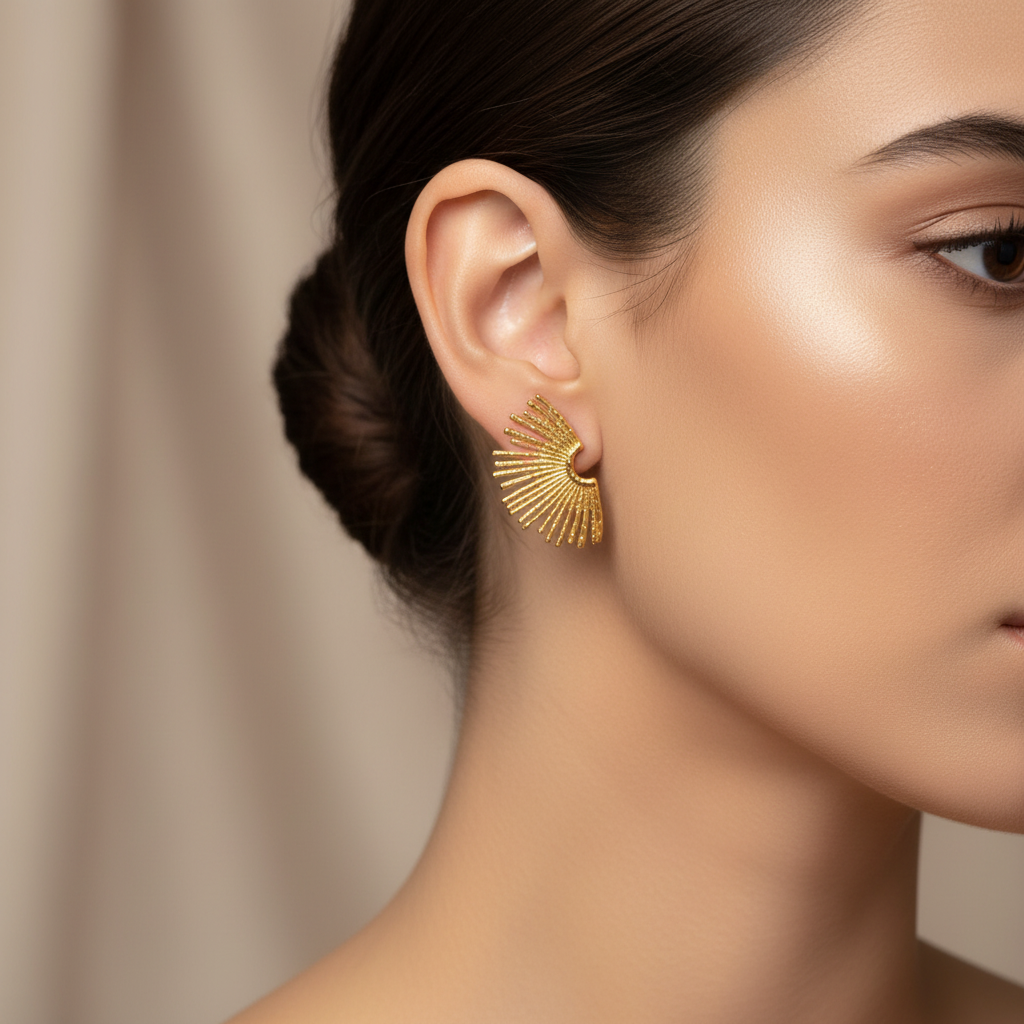 Gold Fan Studs Lifestyle